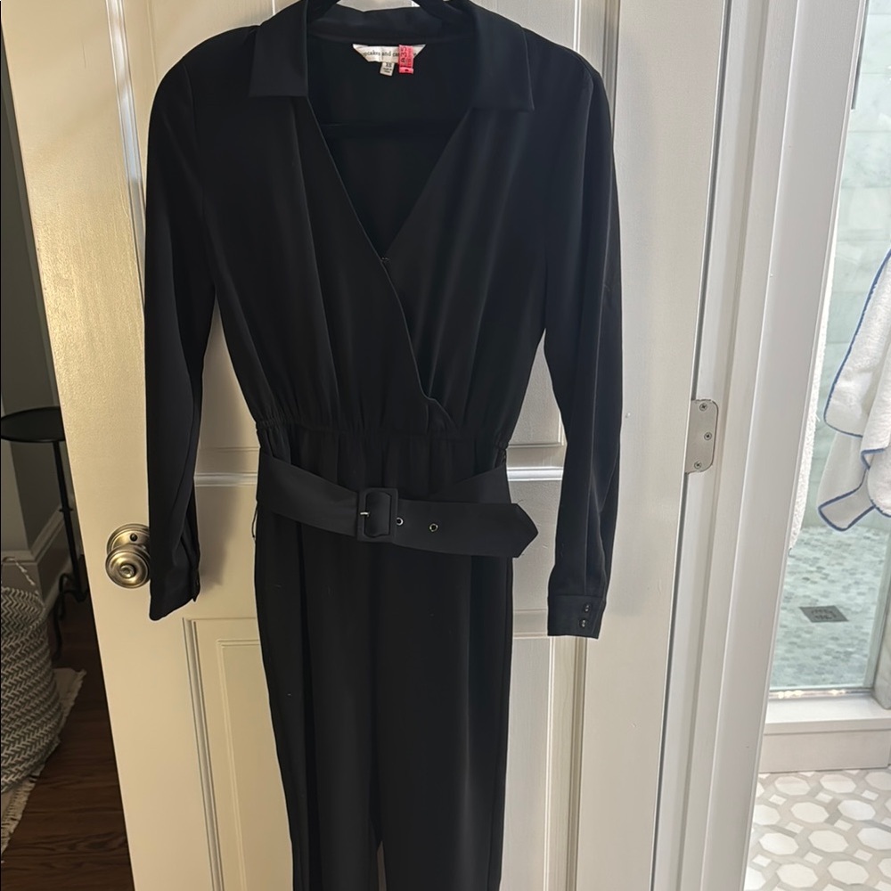 cupcakes & cashmere Black Belted Jumpsuit